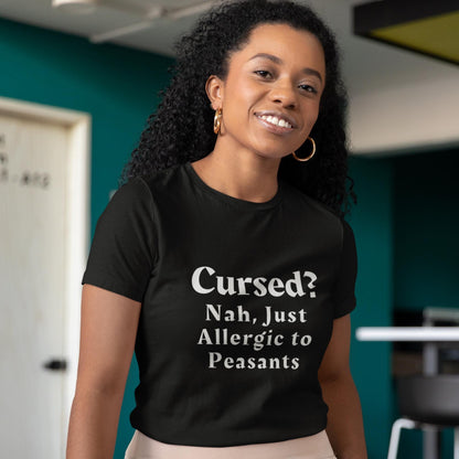 Medieval Humour T-Shirt: Allergic to Peasants, Sarcastic Gothic Tee