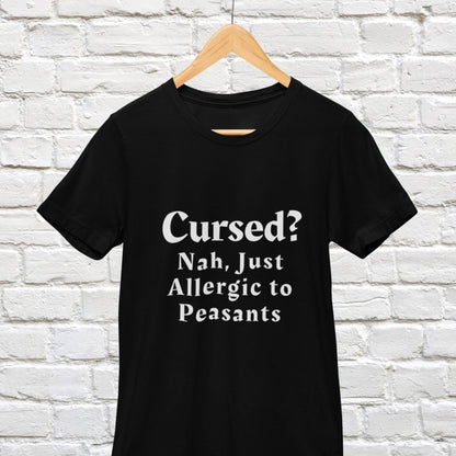 Medieval Humour T-Shirt: Allergic to Peasants, Sarcastic Gothic Tee