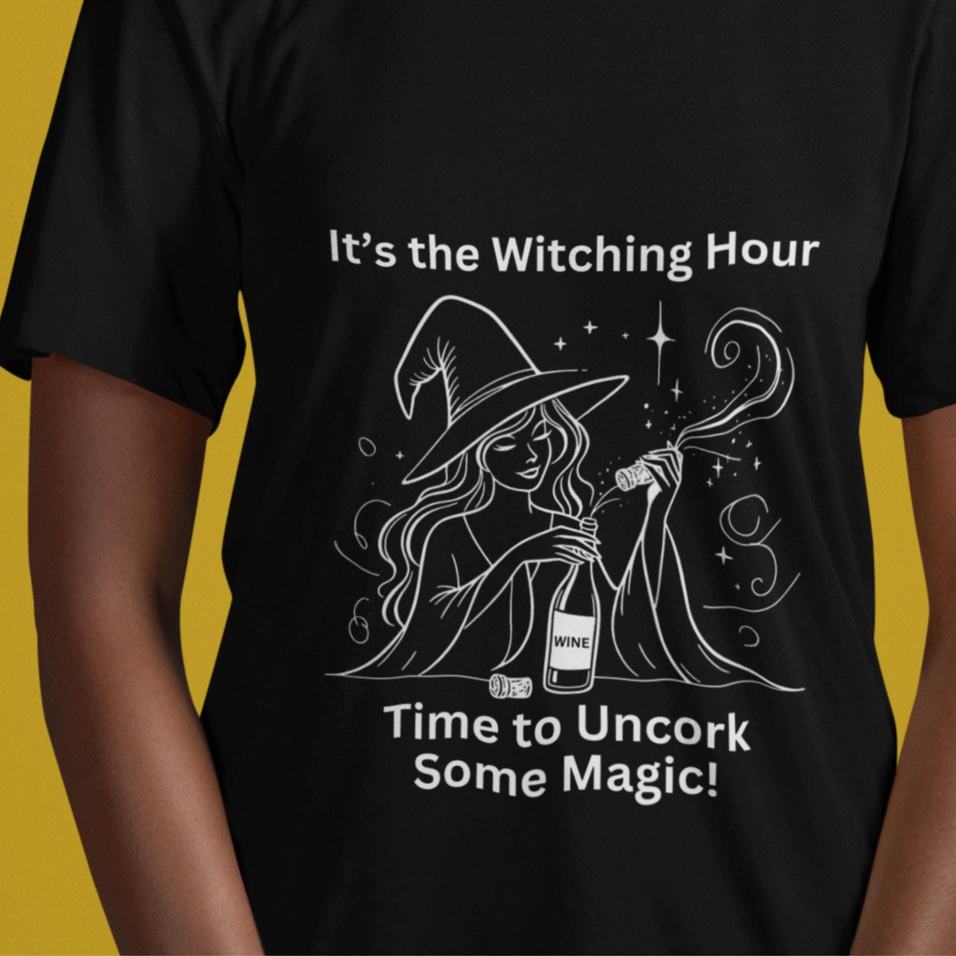 Ideal gift for wine connoisseurs and those embracing their magical side. Funny Witching hour t-shirt. Wine gifts, wine label, uncork some magic - wine.