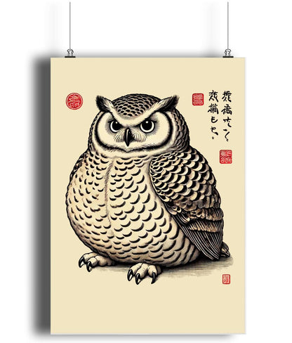 Japanese Ukiyo-e Style Print
Traditional Japanese Owl Art
Ukiyo-e Art Print
Chubby Owl Illustration
Japanese Woodblock Print