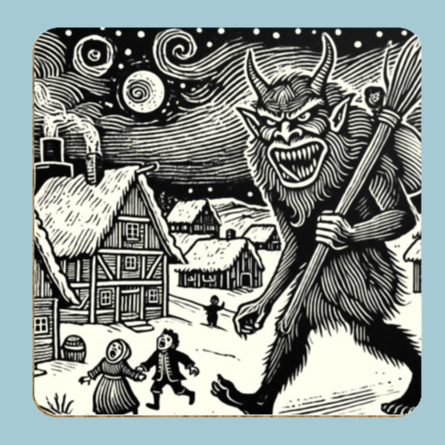 According to legend, Krampus is the devilish companion of St. Nicholas who punishes misbehaving children at Christmastime. He is believed to have originated in Germany, and his name derives from the German word Krampen, which means claw.