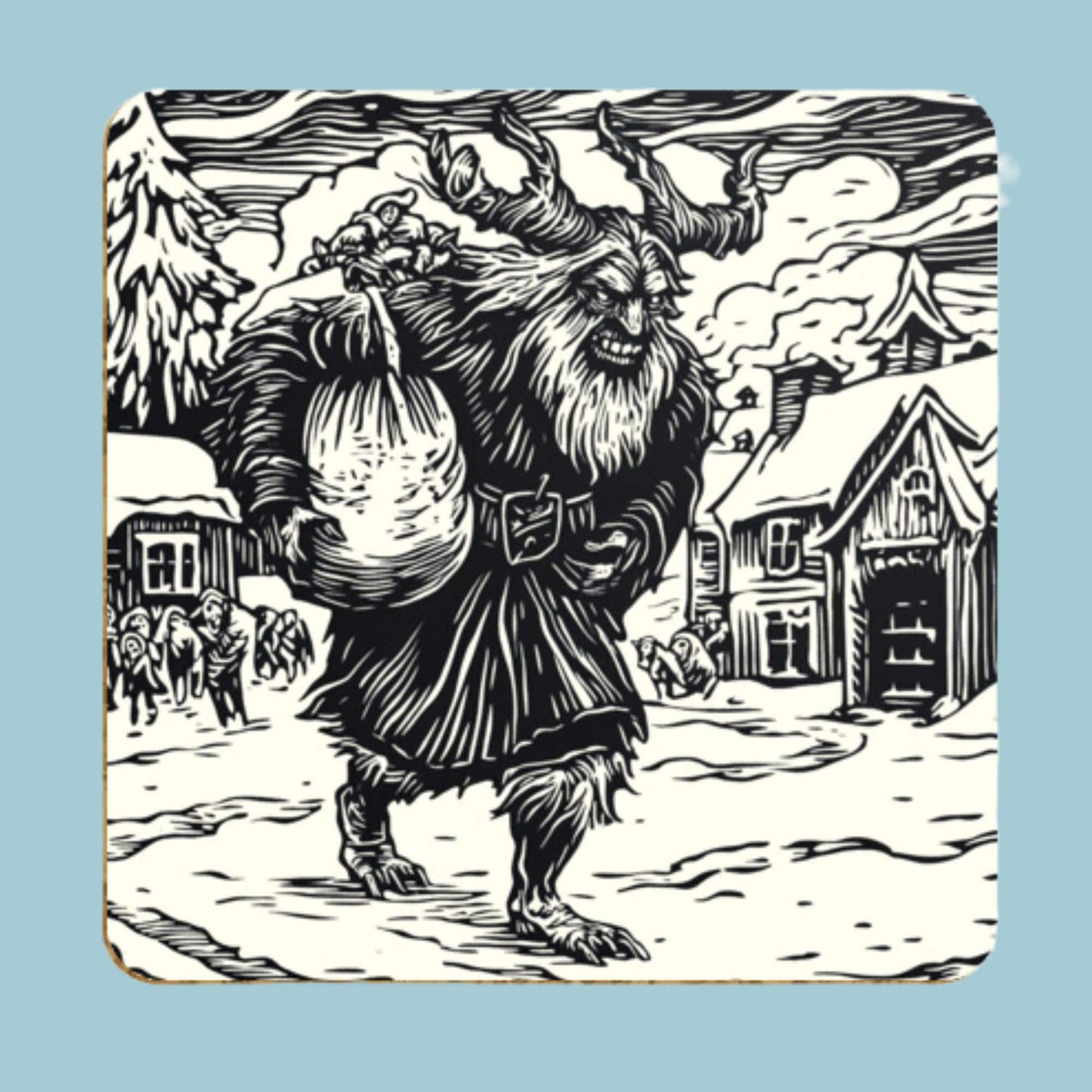 The Krampus is a horned anthropomorphic figure who, in the Central and Eastern Alpine folkloric tradition, is said to accompany Saint Nicholas on visits to children during the night of 5 December Krampusnacht Krampus Night