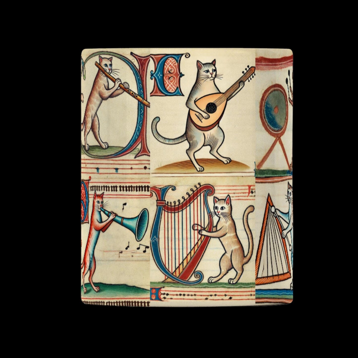 Harp player gift, Drummer gift, Unique cat lover gift, medieval-inspired cat mug, quirky medieval coffee cup, whimsical medieval cats, cat musicians ceramic mug