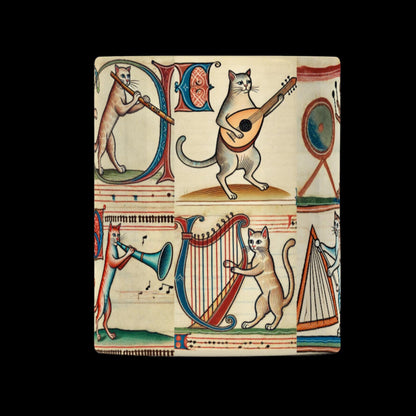 Harp player gift, Drummer gift, Unique cat lover gift, medieval-inspired cat mug, quirky medieval coffee cup, whimsical medieval cats, cat musicians ceramic mug