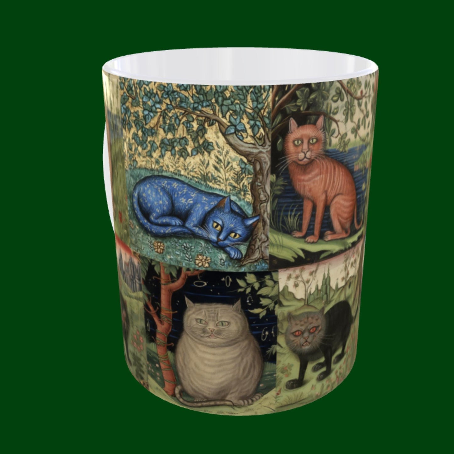 cat lover gift, Cats in medieval art, cute cat gift, medieval manuscript mug, cat lover birthday idea, medieval marginalia style