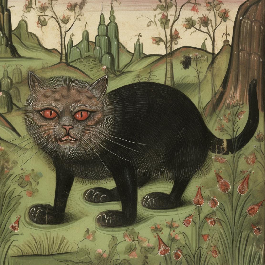 Cat Christmas gift, cat birthday gift, Medieval art coasters, whimsical cat gifts, coasters for medieval enthusiasts, quirky cat gifts, primitive art homeware