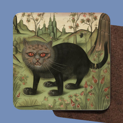 cat dad gift, cat mom gift, Cat coasters for history lovers, medieval marginalia cat, cat lover gifts, home decor for cat owners, Renaissance-inspired art
