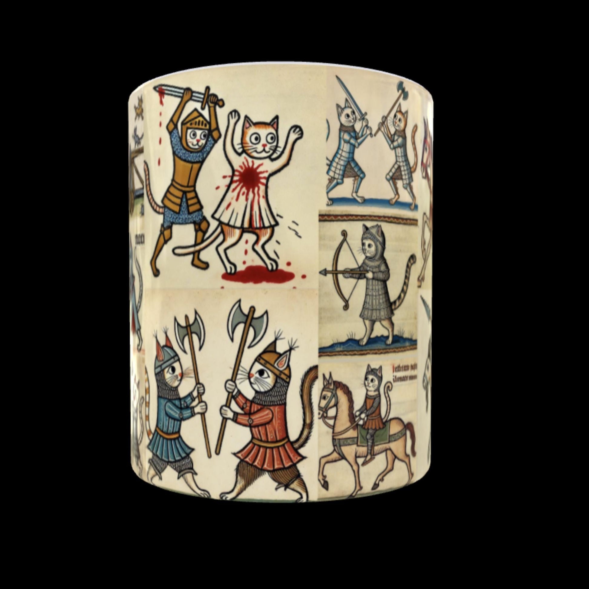 Medieval Cat Knight Mug: Funny Marginalia Art Gift
