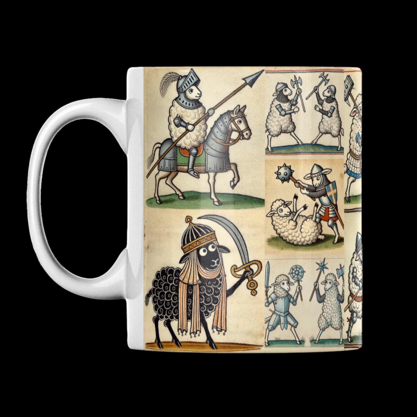 Fantasy knight sheep design mug
Unique gifts for fantasy lovers
Coffee mugs with medieval illustrations