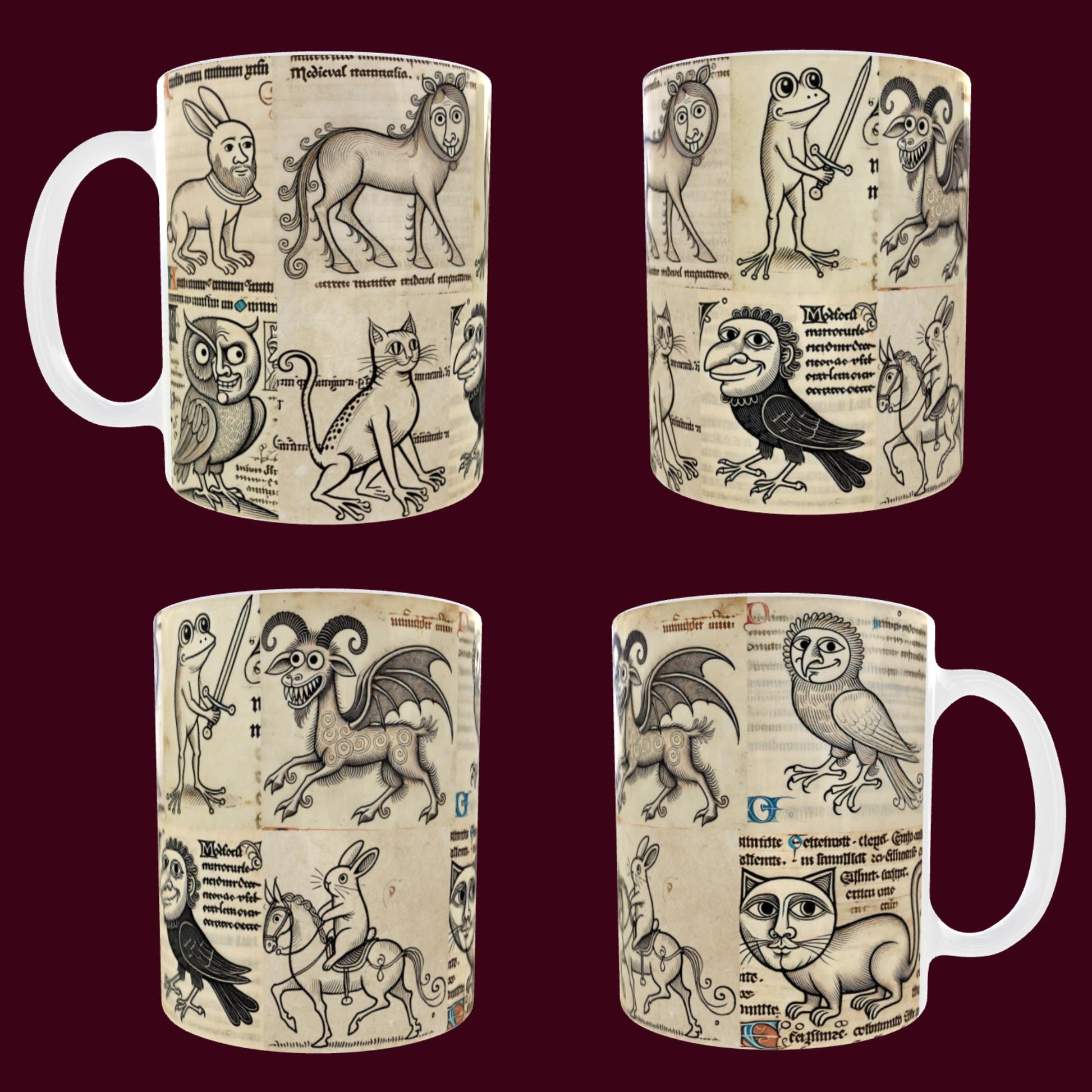 medieval-inspired gifts, weird creatures mug, historical novelty mug, artistic ceramic mugs, medieval oddities