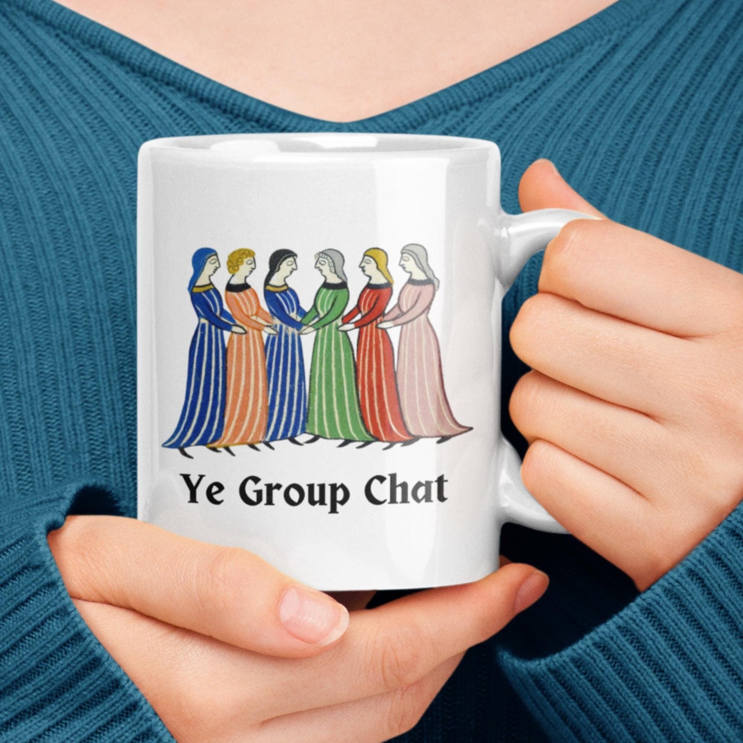 humorous office gift, medieval manuscript art, group chat humour mug, unique Zoom gift, virtual office accessory, office banter mug