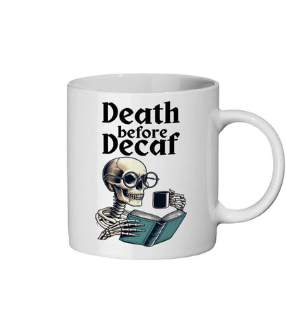 skeleton design mug, Halloween coffee lovers, ceramic Halloween mug, spooky coffee gift, death before decaf design
caffeine lover mug, coffee humour mug, quirky Halloween gift