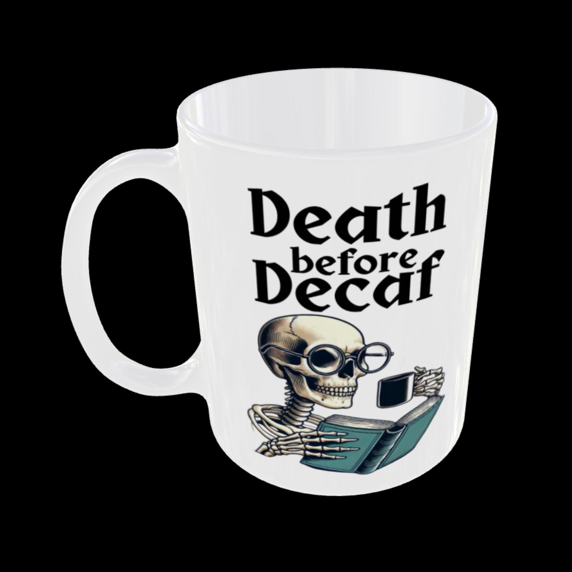 unique coffee cup design, coffee for bookworms, gothic gift ideas, ceramic caffeine mug, skeleton art coffee cup
skeleton reading coffee, spooky caffeine gifts