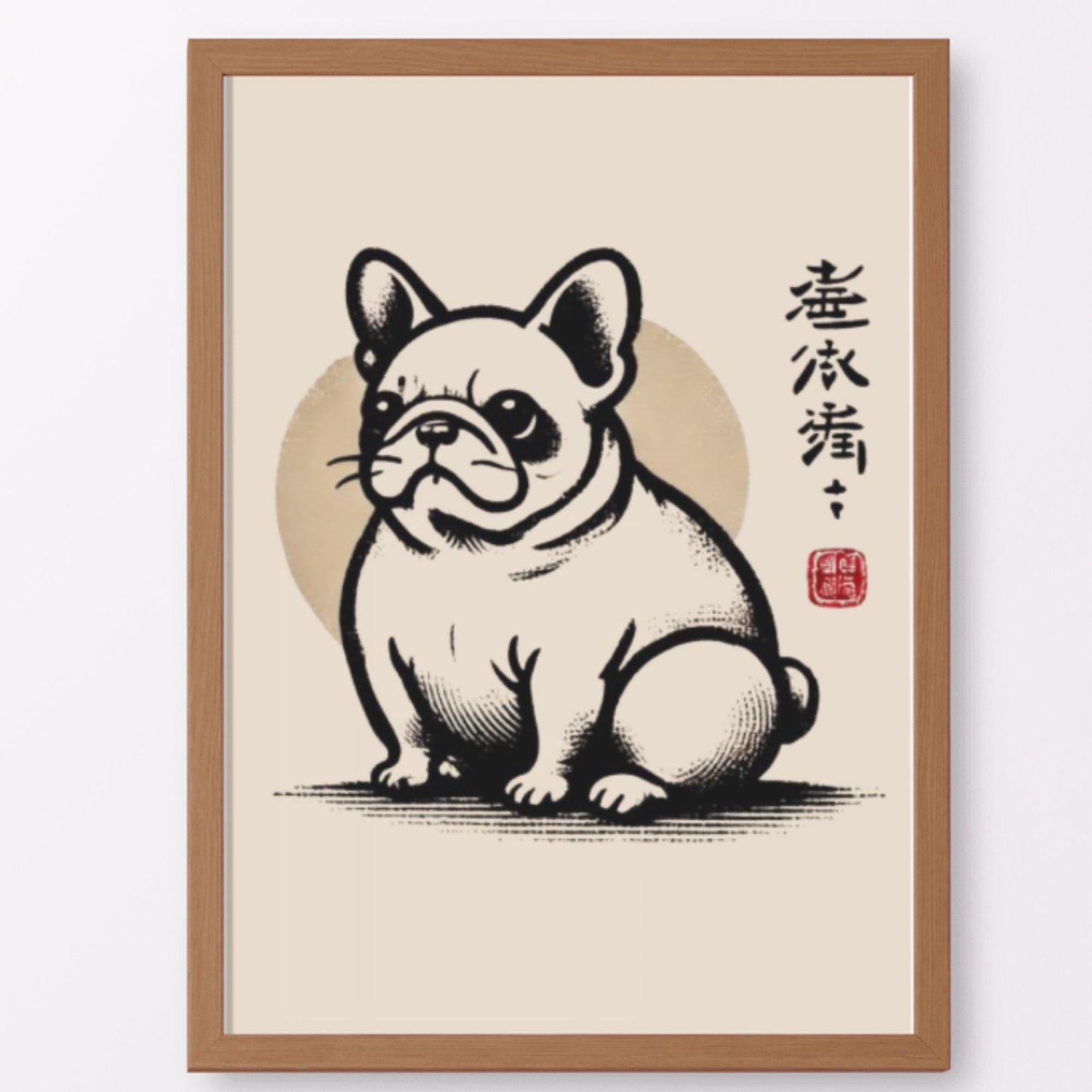 French Bulldog home decor, Frenchie Ukiyo-e print, Japanese dog art, Ukiyo-e dog poster, French Bulldog wall decor