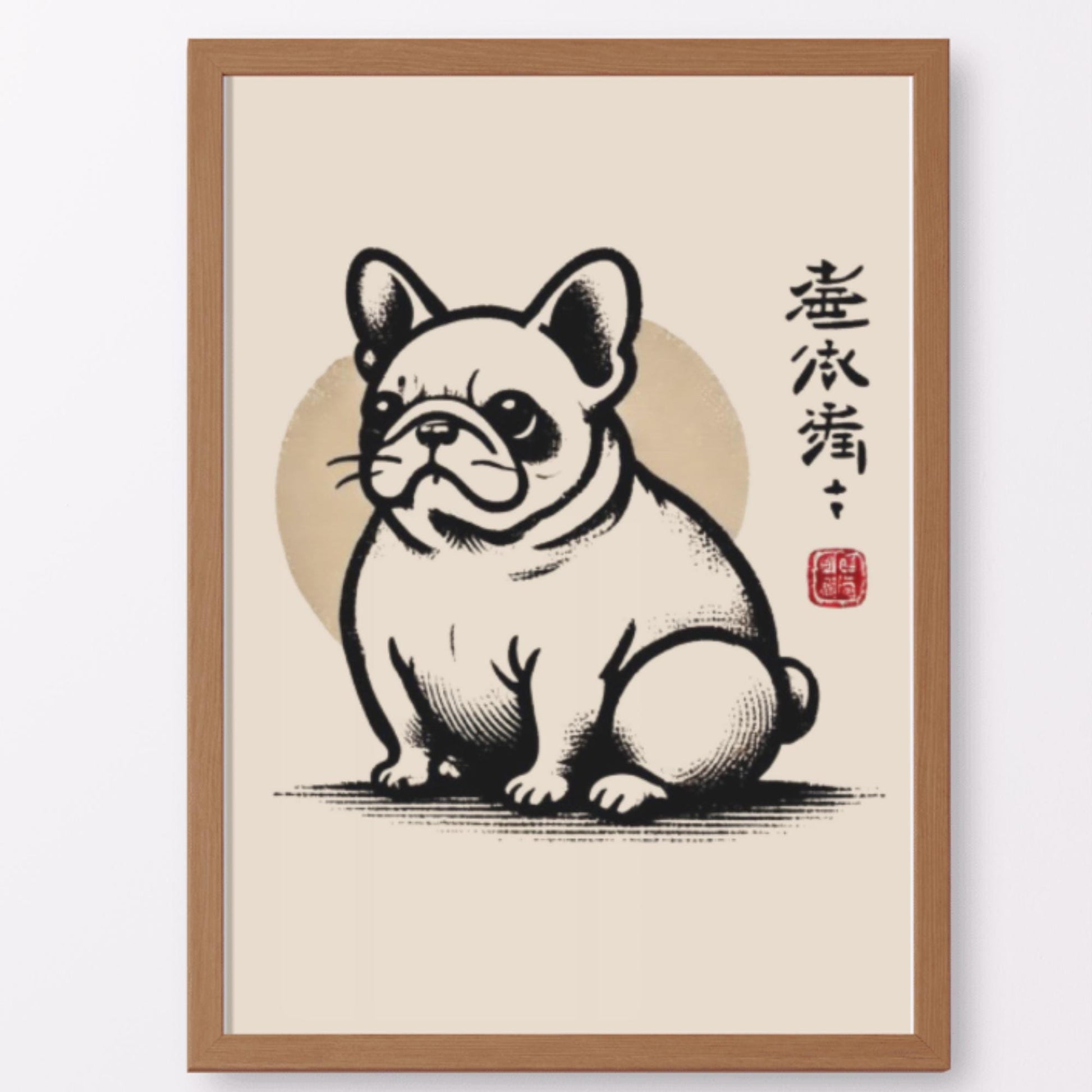 French Bulldog home decor, Frenchie Ukiyo-e print, Japanese dog art, Ukiyo-e dog poster, French Bulldog wall decor