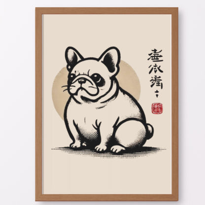 French Bulldog home decor, Frenchie Ukiyo-e print, Japanese dog art, Ukiyo-e dog poster, French Bulldog wall decor