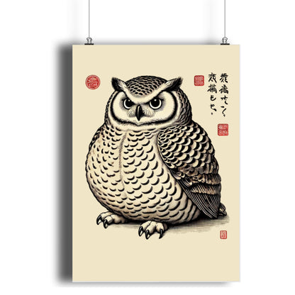 Vintage Japanese Art Print
Owl Illustration in Ukiyo-e Style
Traditional Japanese Print for Sale
Authentic Japanese Artwork
Owl Decor in Japanese Style
Japanese Animal Prints
