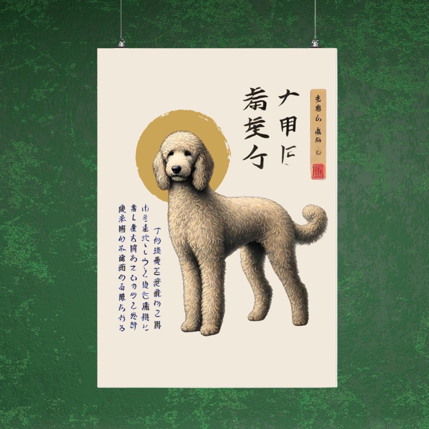 Labradoodle print, Japanese dog art, Ukiyo-e dog illustration, dog lover gift, wall art for dog owners