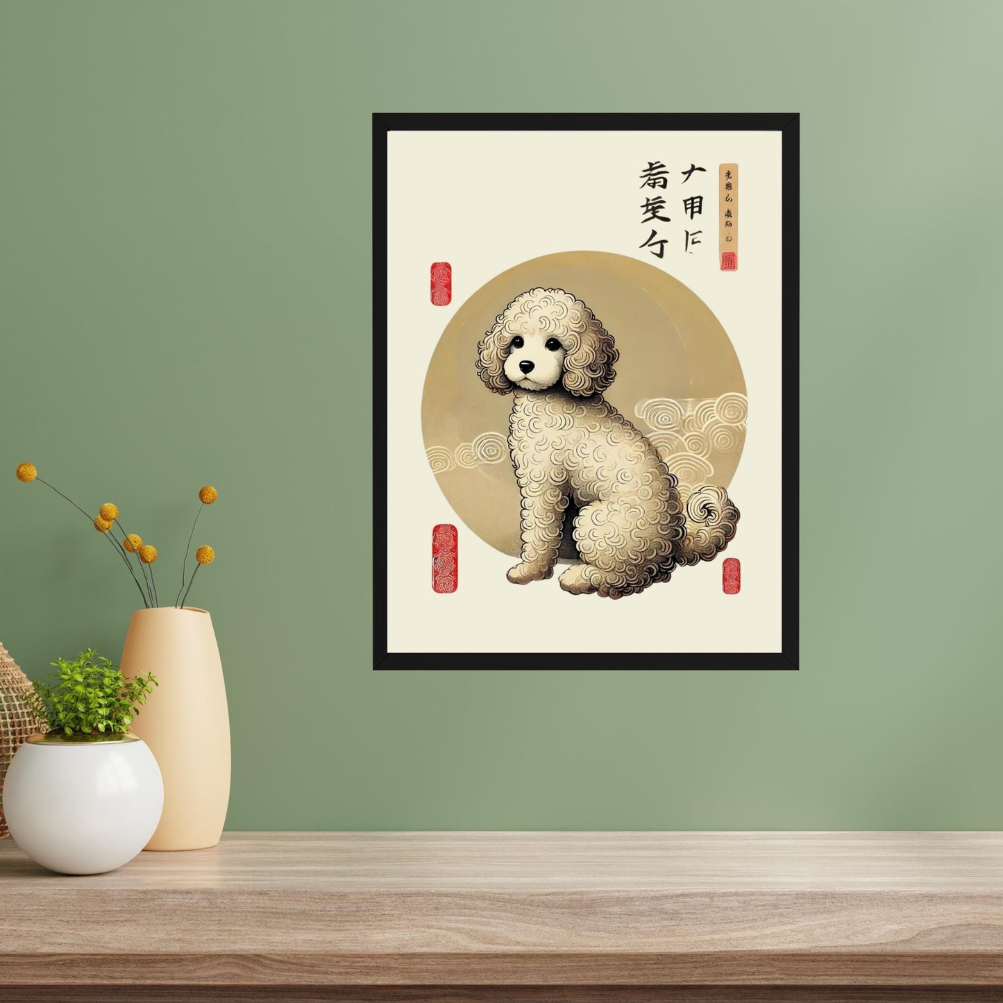 Ukiyo-e animal print, Cockapoo fine art, Japanese dog breed art, dog lover wall decor, Cockapoo gift idea