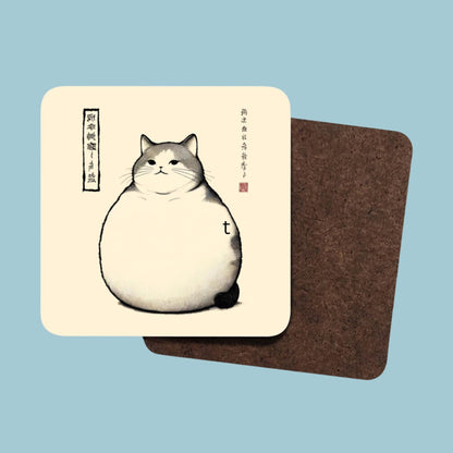 Chubby cat coasters set
Japanese-inspired cat illustration
Adorable round cat coasters
Cute cat drink coasters
Traditional Japanese art coasters
Unique cat-themed home decor