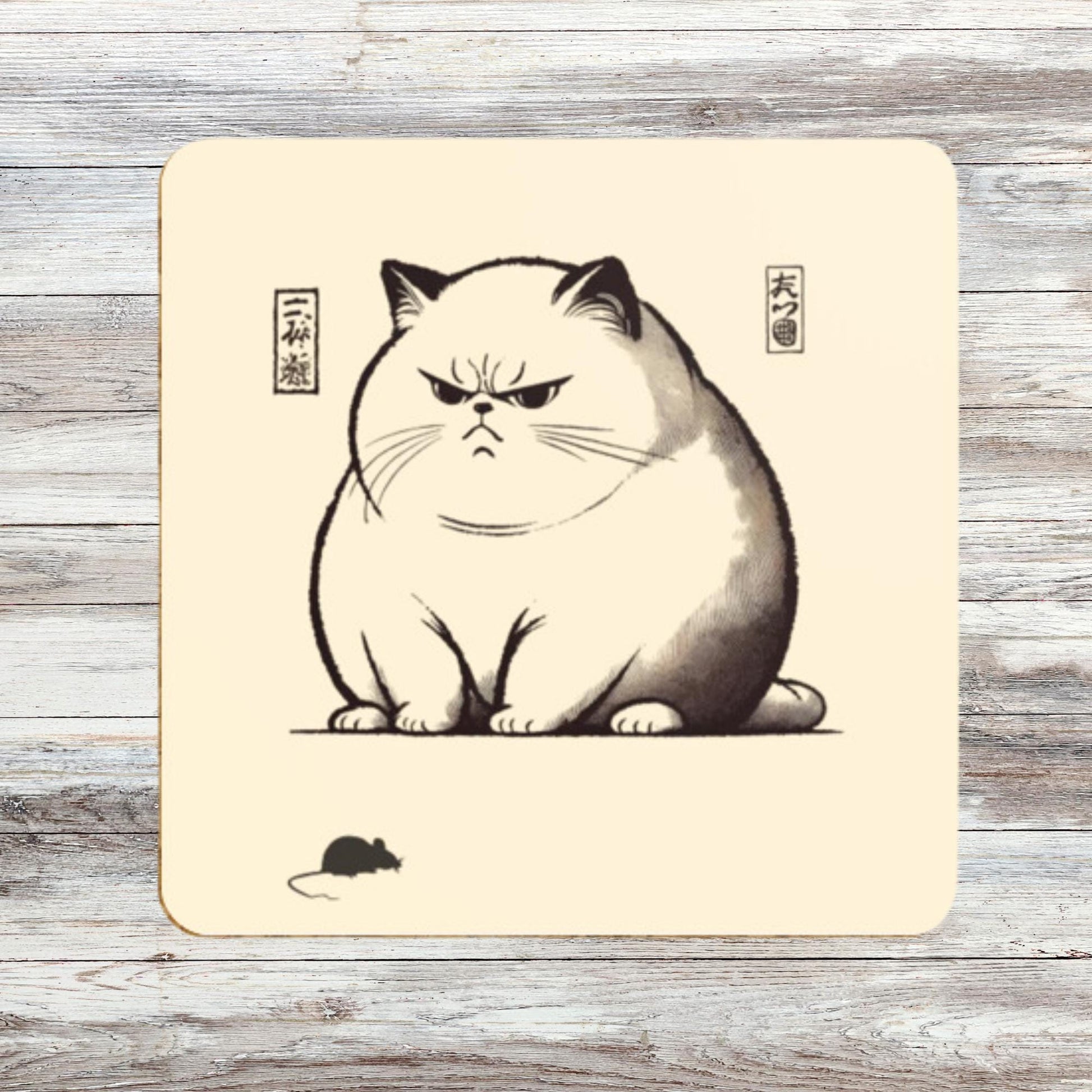 Funny angry cat coaster set
Cat lover gift idea
Artistic coasters with Japanese cat design
Set of four matching cat coasters
Decorative coasters with grumpy cat