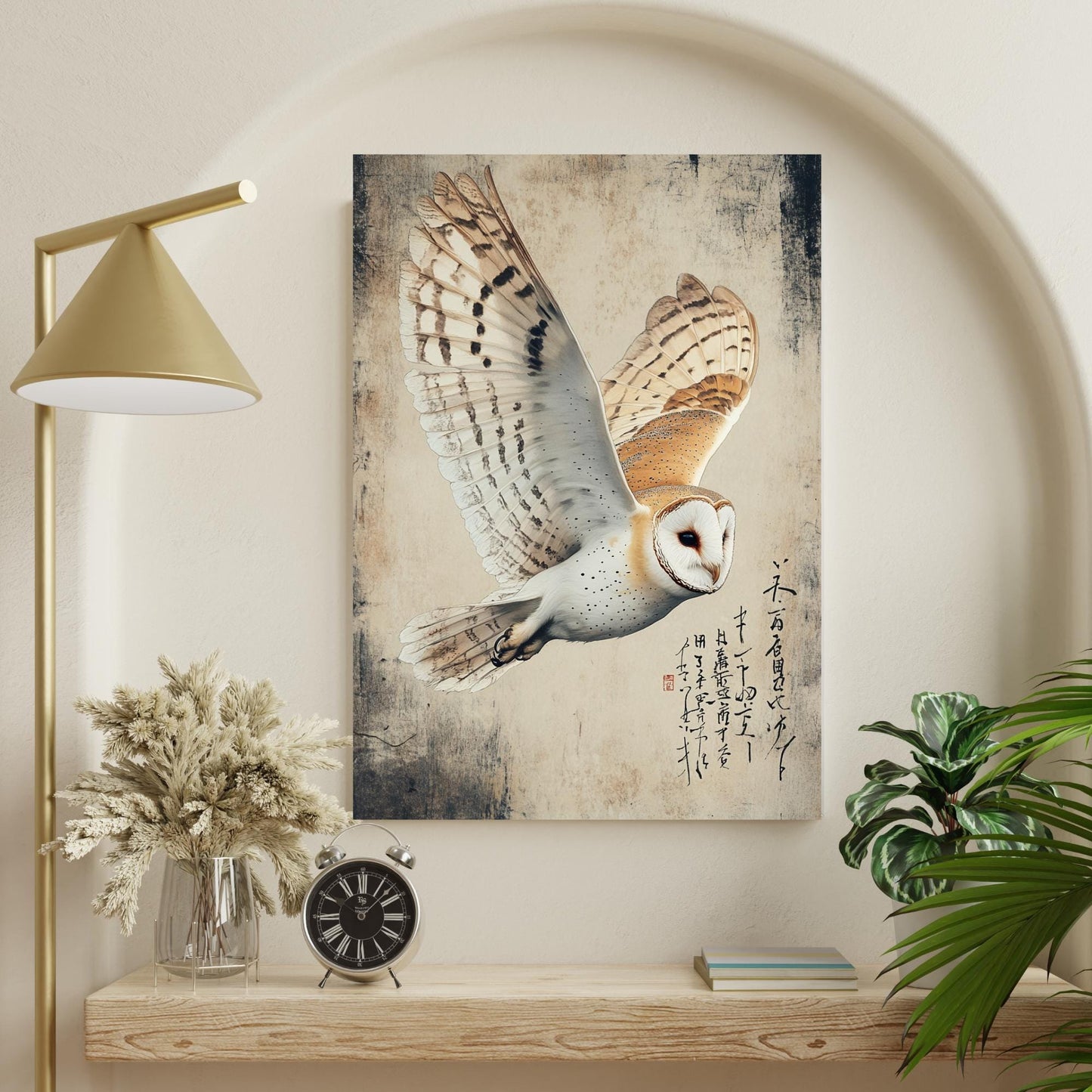 Birdwatcher gift, barn owl art print, Barn owl painting, Japanese wildlife art, vintage owl print, nature wall art, owl lover gift ideas