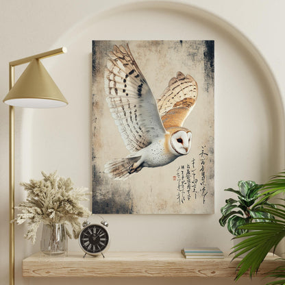 Birdwatcher gift, barn owl art print, Barn owl painting, Japanese wildlife art, vintage owl print, nature wall art, owl lover gift ideas