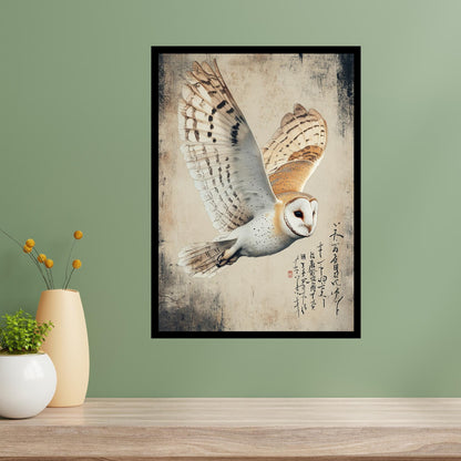 Barn owl wall art
Ukiyo-e barn owl print
Japanese bird art print
Wildlife art prints
Nature-inspired home decor
Barn owl in flight artwork
Traditional Japanese art prints