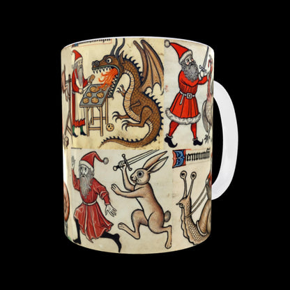 Christmas stocking stuffer, Santa Claus wrap-around mug, unusual gift idea
Weird Christmas mug, ceramic 11oz mug, medieval art gift, whimsical holiday present, funny Christmas drinkware