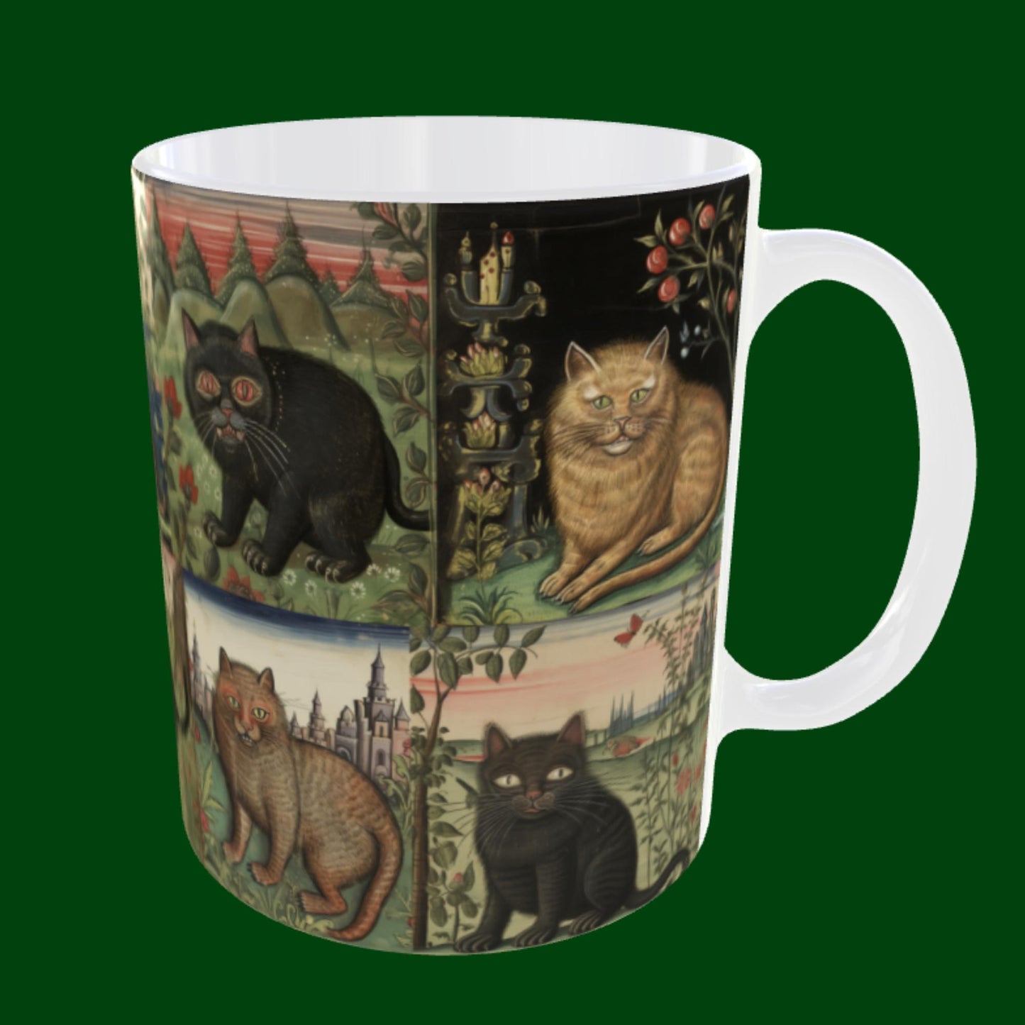 Artistic cat mug, cat gift for Christmas, cat-themed birthday present, whimsical medieval design, perfect for cat lovers
Medieval cat collector&#39;s item.