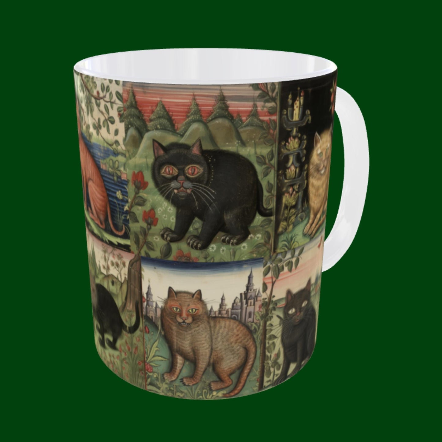 Unique cat lover gift, medieval-inspired cat mug, cat-themed Christmas present, funny birthday gift for cat owners, marginalia art cats
Cat lover coffee mug, medieval illustration mug