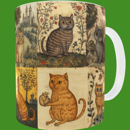 Cat mom gift, medieval cats mug, gift for cat dad. Christmas cat gift, birthday gift for cat lover.