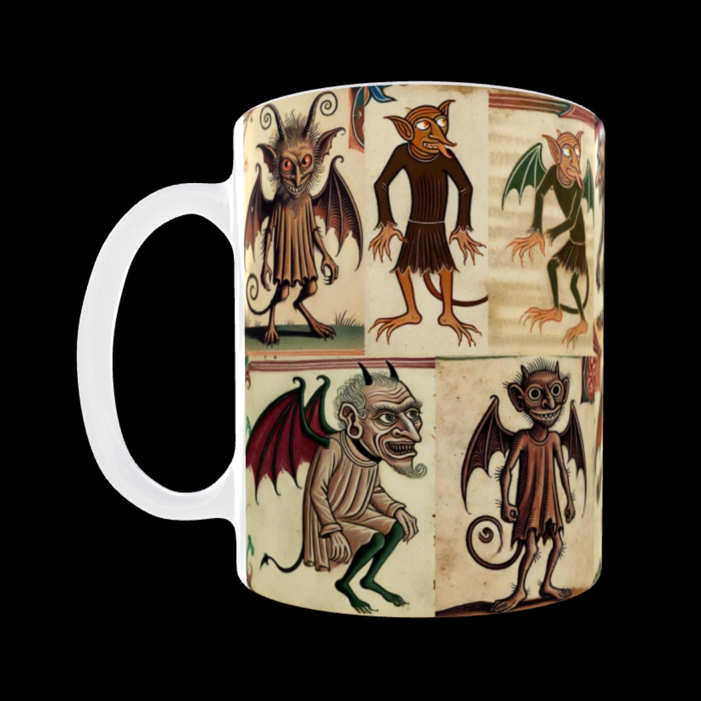 Macabre coffee mug, imp artwork gift, medieval mythological creature mug, supernatural history cup, medieval-themed gift. Witchcraft mug, Wiccan gift