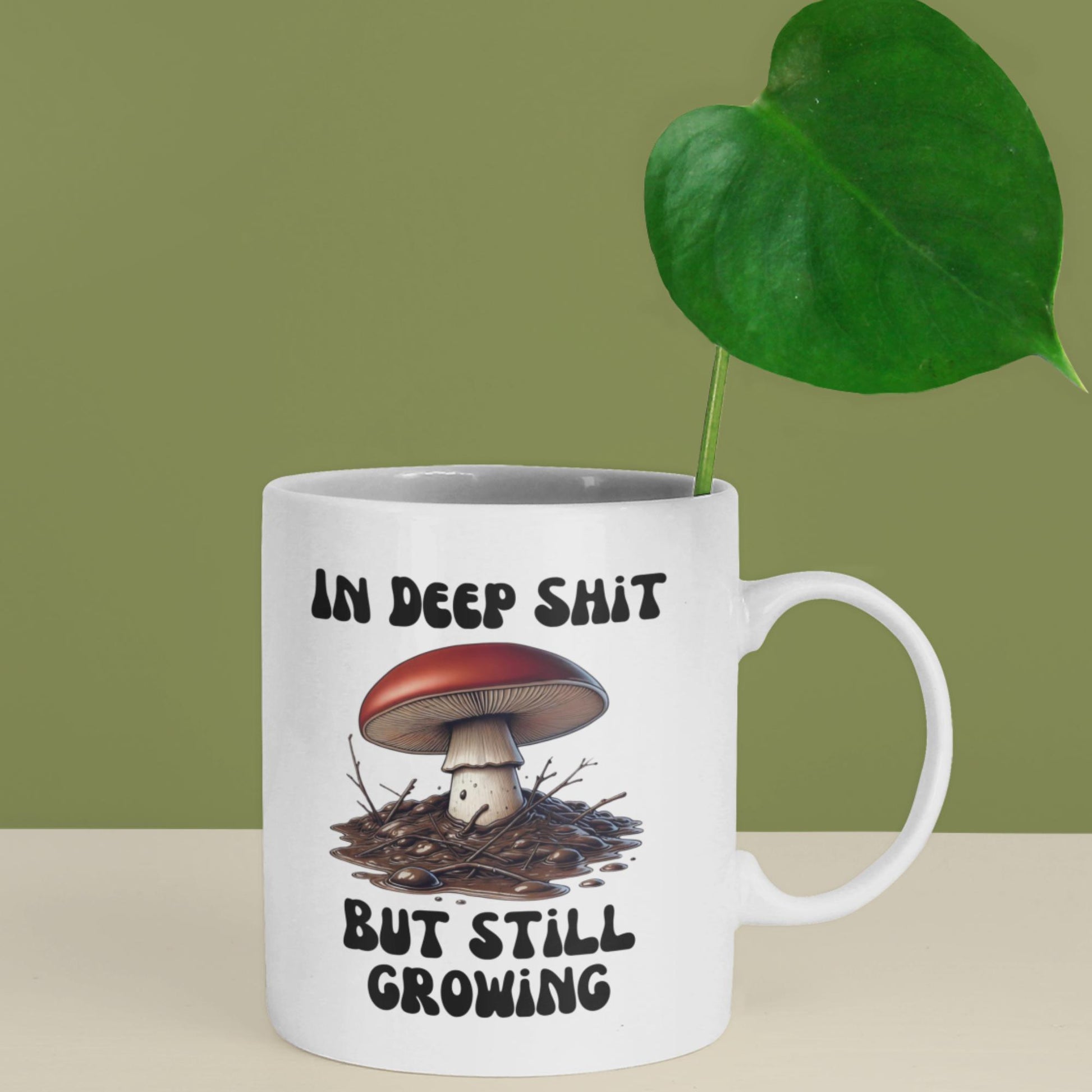 Mushroom lover&#39;s mug featuring a motivational design, ideal for anyone who loves fungi and humour