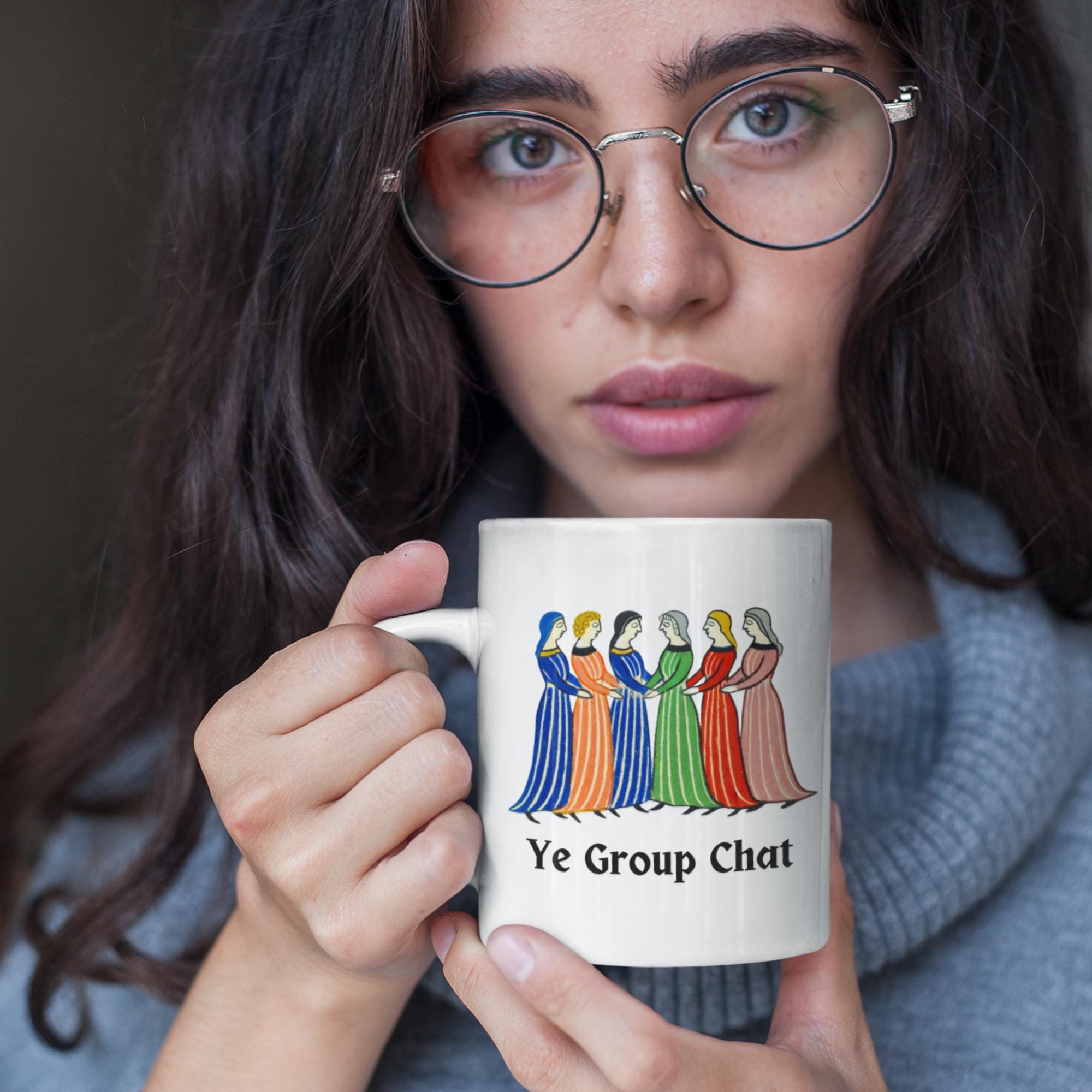 Funny leaving gift, funny Zoom mug, group chat present, medieval women illustration, funny gift for co-workers, work from home mug
