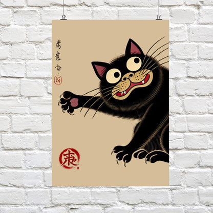 Ukiyo-e print, Matsumoto Hoji Cat Print, Matsumoto Hoji Cat Poster, Japanese Cat Print, Japanese Vintage Wall Art, Japanese woodblock. print