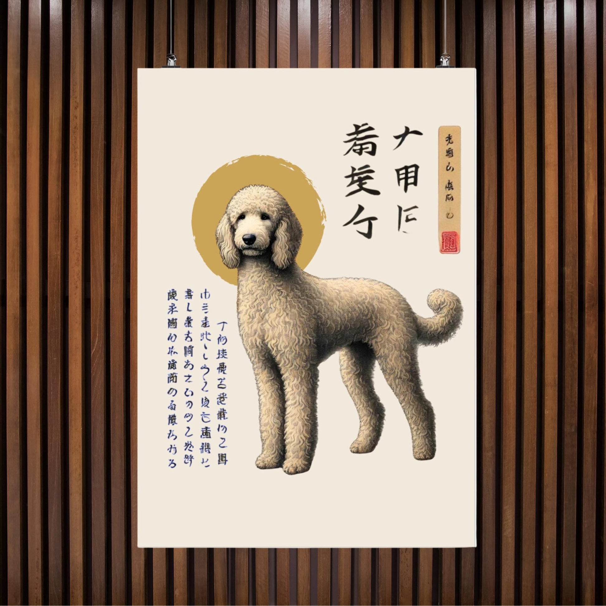 Labradoodle pet portrait print, Japanese-inspired dog illustration, Doodle owner, Labradoodle gift idea, wall decor for dog lovers, minimalistic dog art