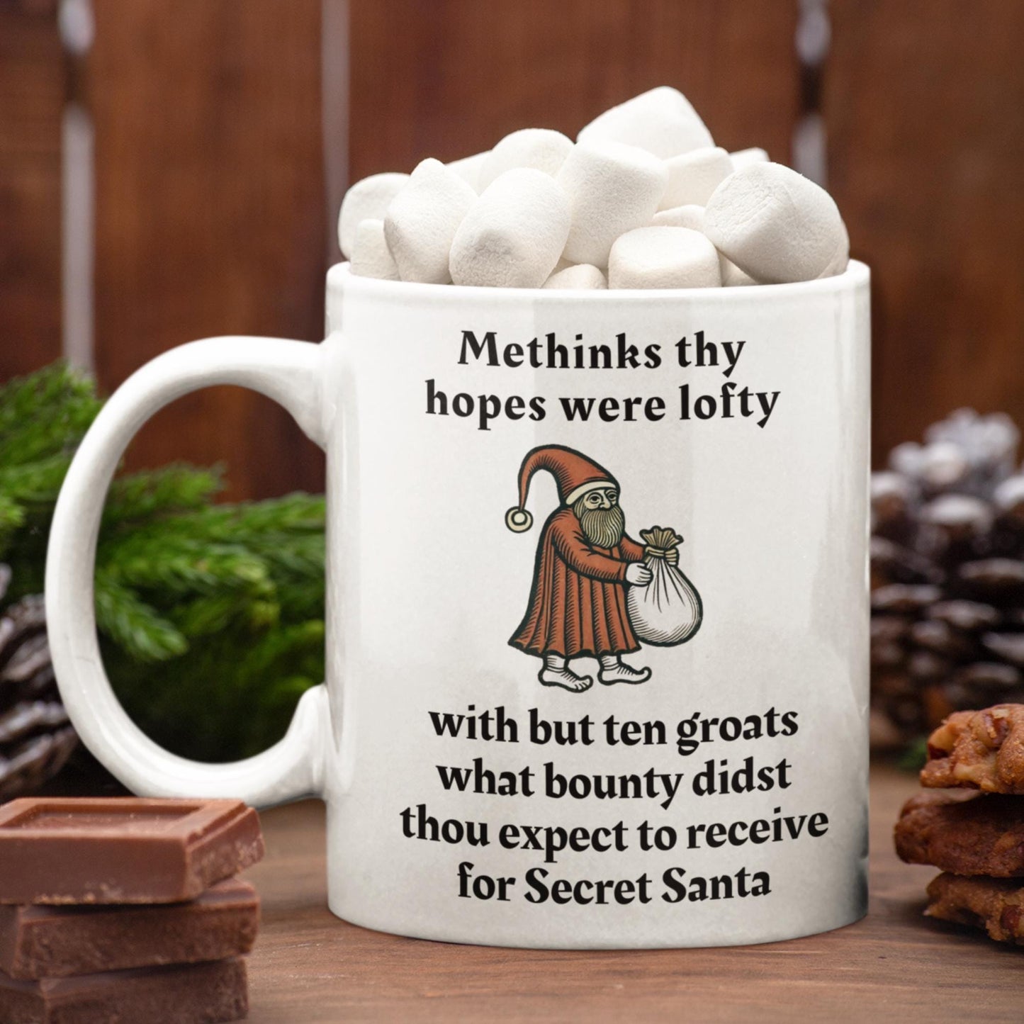novelty Christmas gift mug, funny office Secret Santa, quirky holiday mug gift, medieval humour mug, 11 oz ceramic Christmas mug