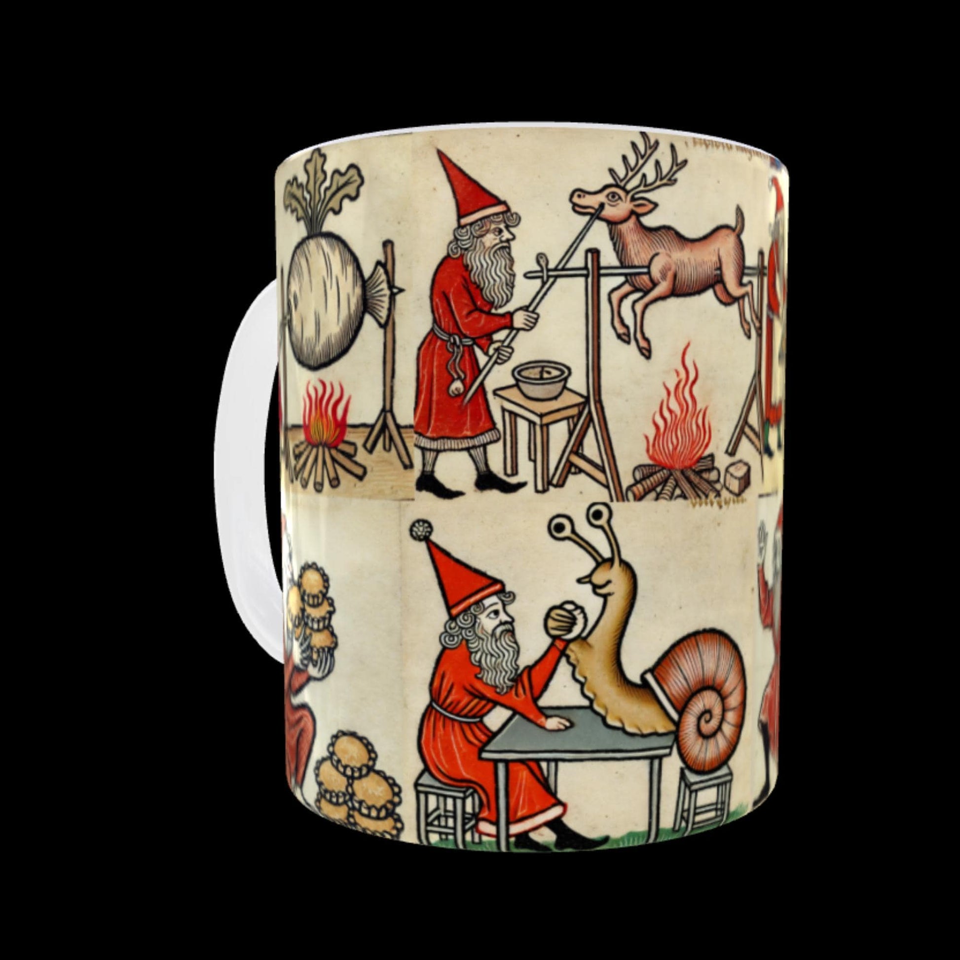 medieval rabbits, killer rabbits, murder rabbits, Bizarre Santa design, quirky gift for him, medieval-inspired mug, conversation starter mug, Christmas humour gift