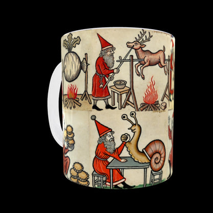 medieval rabbits, killer rabbits, murder rabbits, Bizarre Santa design, quirky gift for him, medieval-inspired mug, conversation starter mug, Christmas humour gift