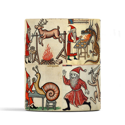 mince pies mug, dragon-baking Santa mug, medieval novelty gift
Funny Christmas stocking gift, medieval novelty decor, Santa sword fighting turkey, quirky gift idea