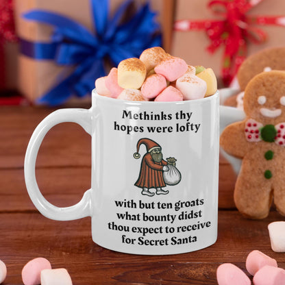 funny historical Christmas gift, Secret Santa gag mug, humorous holiday coffee mug, quirky medieval mug, holiday gift for medieval fans