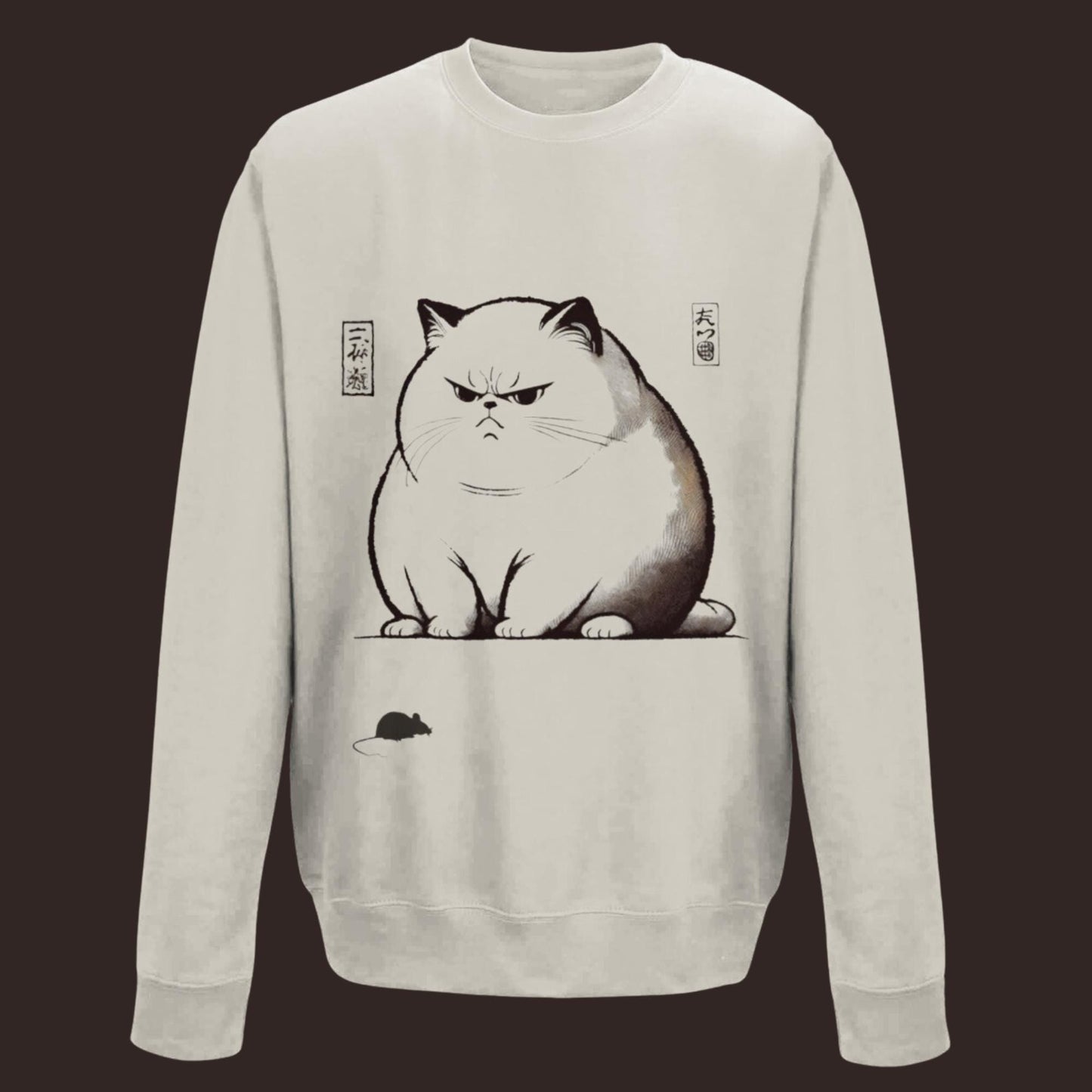 cozy cat-themed sweatshirt, art-inspired quirky gift, Ukiyo-e fashion for animal lovers, stylish sweatshirt for cat fans, unique clothing gift ideas