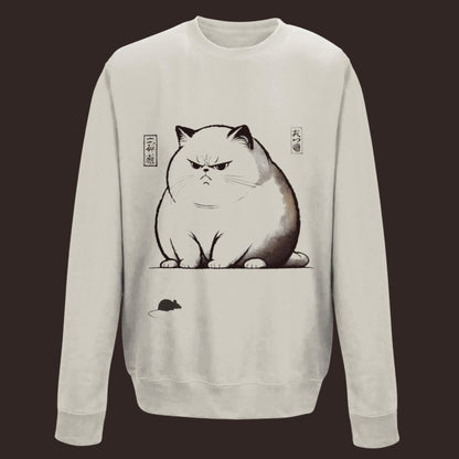 cozy cat-themed sweatshirt, art-inspired quirky gift, Ukiyo-e fashion for animal lovers, stylish sweatshirt for cat fans, unique clothing gift ideas
