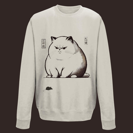 cozy cat-themed sweatshirt, art-inspired quirky gift, Ukiyo-e fashion for animal lovers, stylish sweatshirt for cat fans, unique clothing gift ideas
