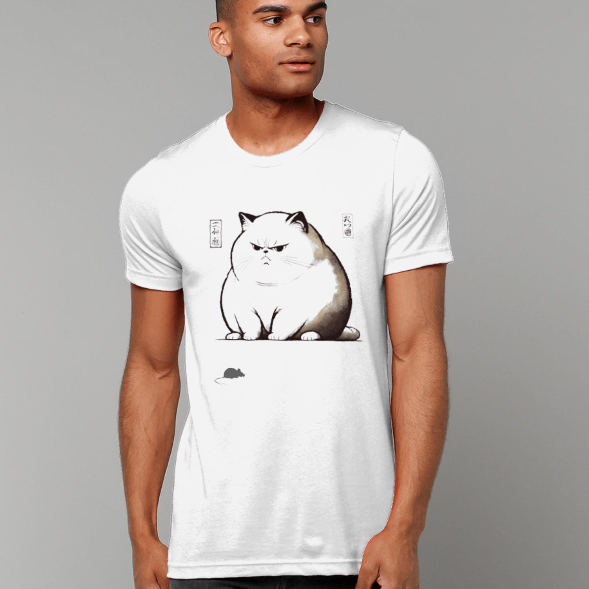 traditional Japanese art clothing, funny fat cat sweatshirt, mouse and cat humour apparel, unique gift for art lovers, modern Ukiyo-e clothing