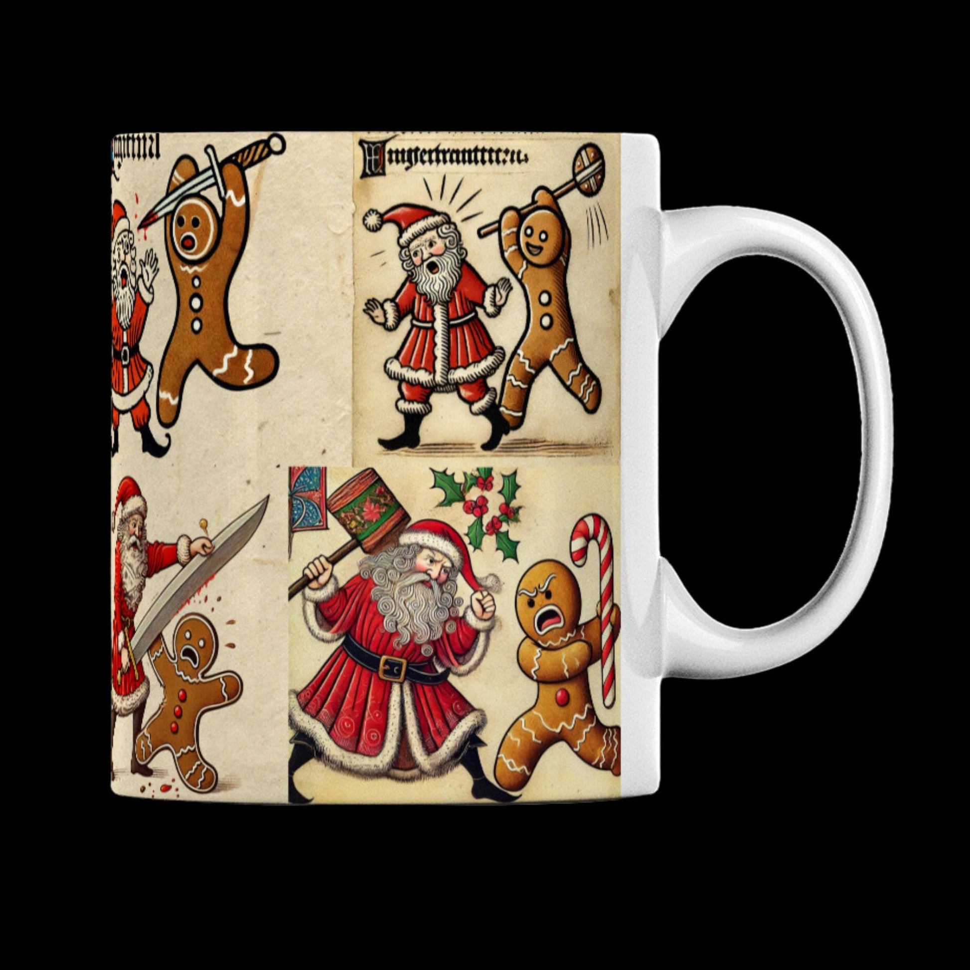 Dark humour ceramics, Christmas coffee mug, Santa with weapons, funny gift for him, medieval holiday decor