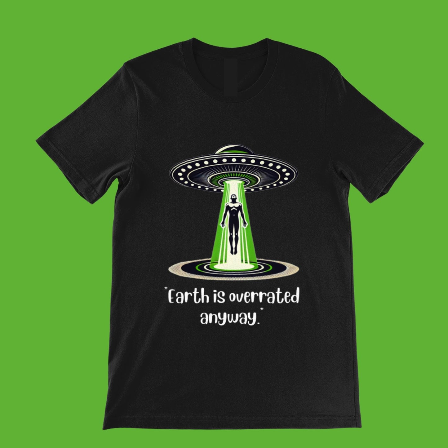 Cosmic abduction t-shirt, funny extraterrestrial design, intergalactic humor tee
Alien-themed graphic tee, UFO lover gift, sci-fi themed apparel