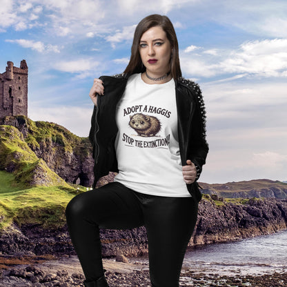 quirky animal t-shirt, Scottish wildlife joke, funny heritage gift, haggis conservation tee, unique Scotland present
