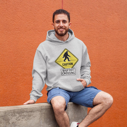 Camping sweatshirt, Bigfoot hunter hoodie, adventure lover gift, hiking gear hoodie, Sasquatch crossing sign